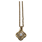 Dior Vintage Rhinestone Gold Metal Necklace Pendant — view 2