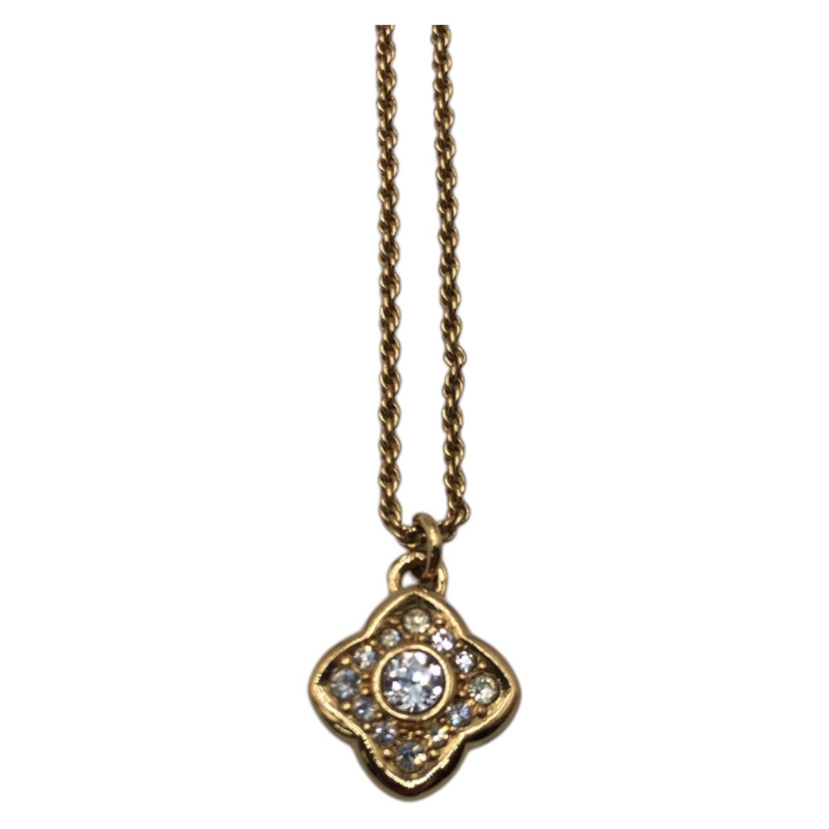 Dior Vintage Rhinestone Gold Metal Necklace Pendant — view 2