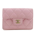 Chanel Quilted Small Flap Wallet Classic Lambskin Gold Trifold