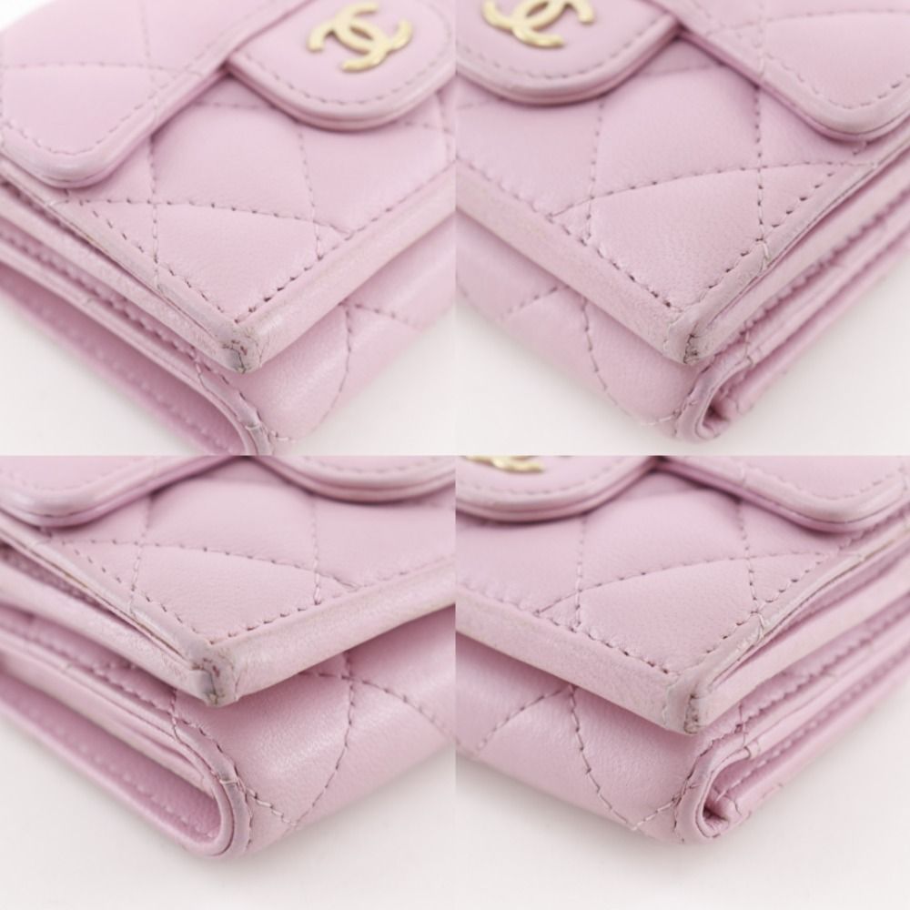 Chanel Quilted Small Flap Wallet Classic Lambskin Gold Trifold — view 4