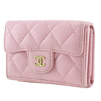 Chanel Quilted Small Flap Wallet Classic Lambskin Gold Trifold — view 2