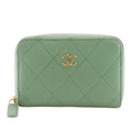 Chanel Quilted Zip Coin Purse Classic Caviar Leather Gold Case