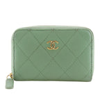 Chanel Quilted Zip Coin Purse Classic Caviar Leather Gold Case