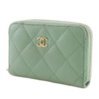 Chanel Quilted Zip Coin Purse Classic Caviar Leather Gold Case — view 2