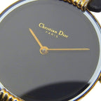 Dior Bakira 46 Gold Plated Leather Quartz Analog Display Black Dial Watch — view 6