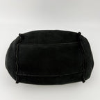 Chanel CC Logo Chain Shoulder Bag Black Shearling Suede Vintage — view 8