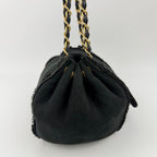 Chanel CC Logo Chain Shoulder Bag Black Shearling Suede Vintage — view 6