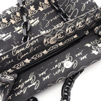 Chanel Tote CC Logo Camellia Black Canvas Plachain — view 6