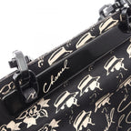 Chanel Tote CC Logo Camellia Black Canvas Plachain — view 8