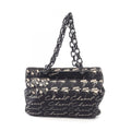 Chanel Tote CC Logo Camellia Black Canvas Plachain