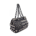 Chanel Tote CC Logo Camellia Black Canvas Plachain — view 2