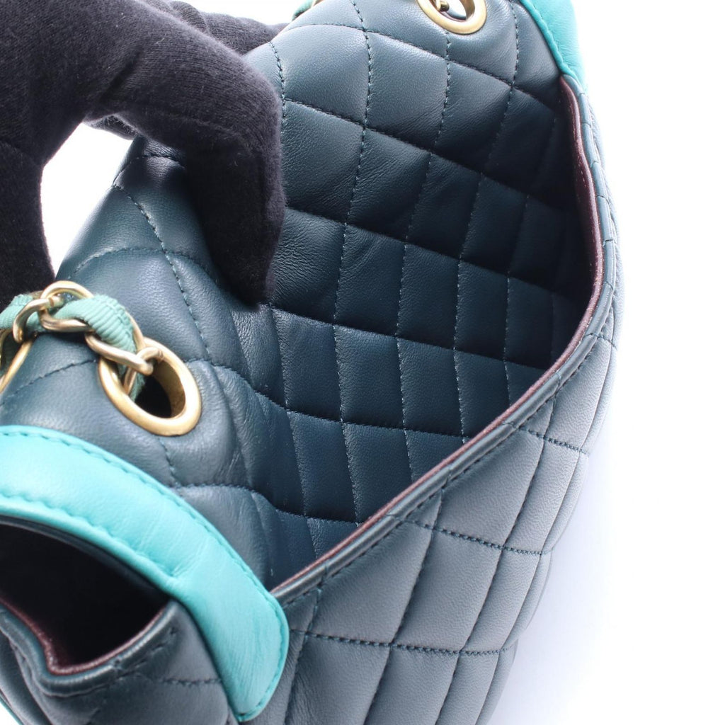 Chanel Shoulder Bag Quilted Dark Green Emerald Leather Chain — view 6