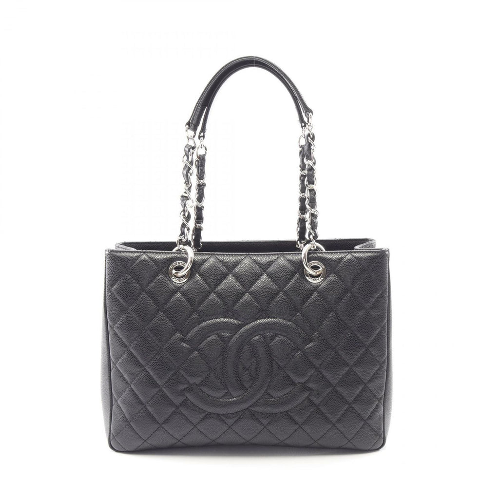 Chanel Tote Quilted Grand Shopping GST Black Caviar Leather Chain