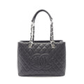 Chanel Tote Quilted Grand Shopping GST Black Caviar Leather Chain