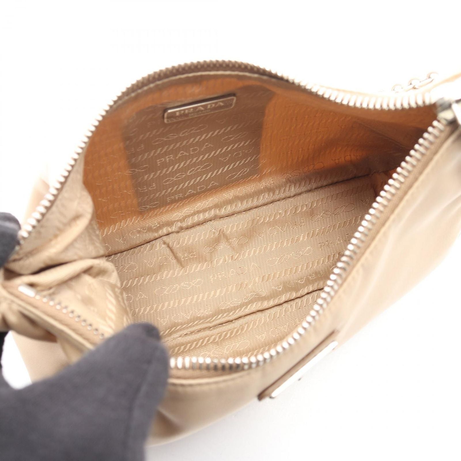 Prada Shoulder Bag Re Edition 2-Way Beige Nylon Saffiano Leather — view 3