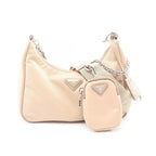 Prada Shoulder Bag Re Edition 2-Way Beige Nylon Saffiano Leather