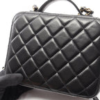 Chanel Shoulder Bag Quilted Vanity 2-Way Black Gold Lambskin Chain — view 7