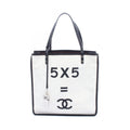 Chanel Tote 5 White Canvas Leather with Charm 5