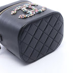 Chanel Shoulder Bag Crystal Mania Quilted CC Logo Vanity 2-Way Black Lambskin — view 7