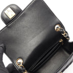 Chanel Shoulder Bag Blanc Stitch Mini Black Lambskin Chez Chain — view 6