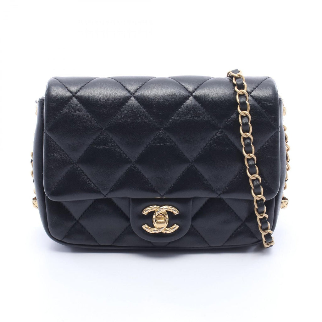 Chanel Shoulder Bag Quilted Small Black Leather Small Flap Chain