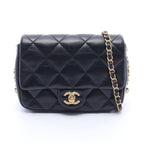 Chanel Shoulder Bag Quilted Small Black Leather Small Flap Chain