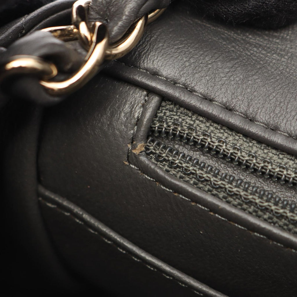 Chanel Shoulder Bag Mini Quilted Charcoal Gray Lambskin Chain — view 6