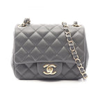 Chanel Shoulder Bag Mini Quilted Charcoal Gray Lambskin Chain