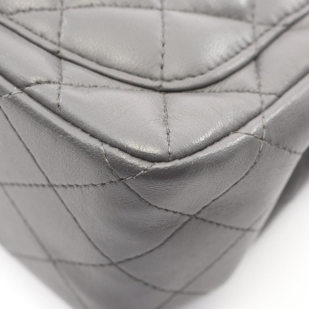 Chanel Shoulder Bag Mini Quilted Charcoal Gray Lambskin Chain — view 8