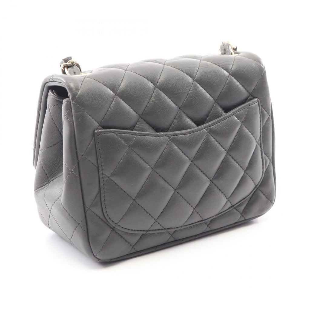Chanel Shoulder Bag Mini Quilted Charcoal Gray Lambskin Chain — view 2
