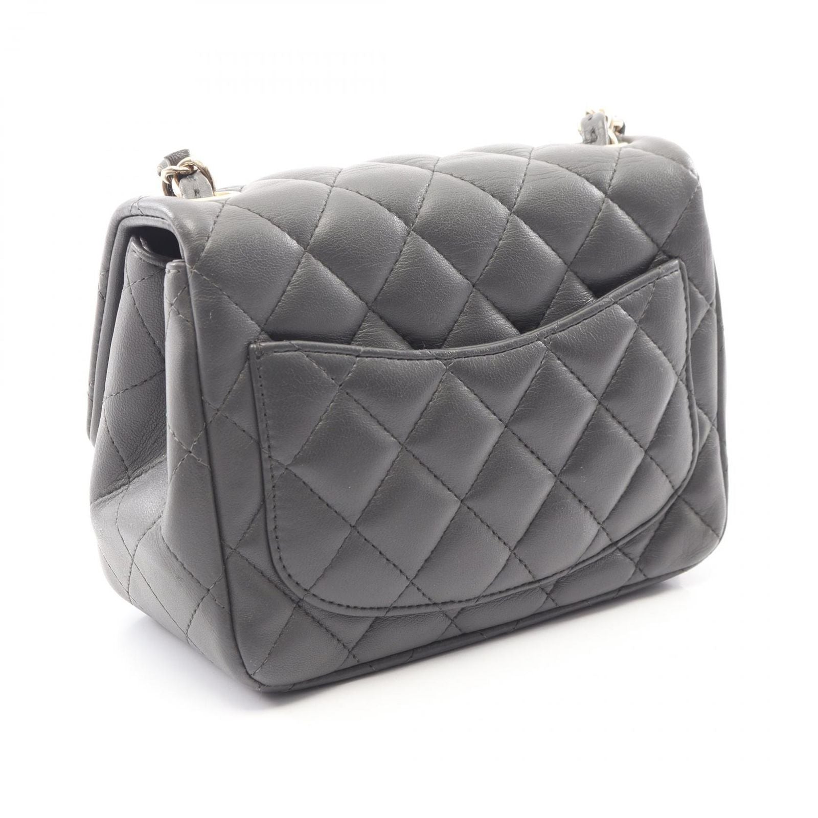 Chanel Shoulder Bag Mini Quilted Charcoal Gray Lambskin Chain — view 2