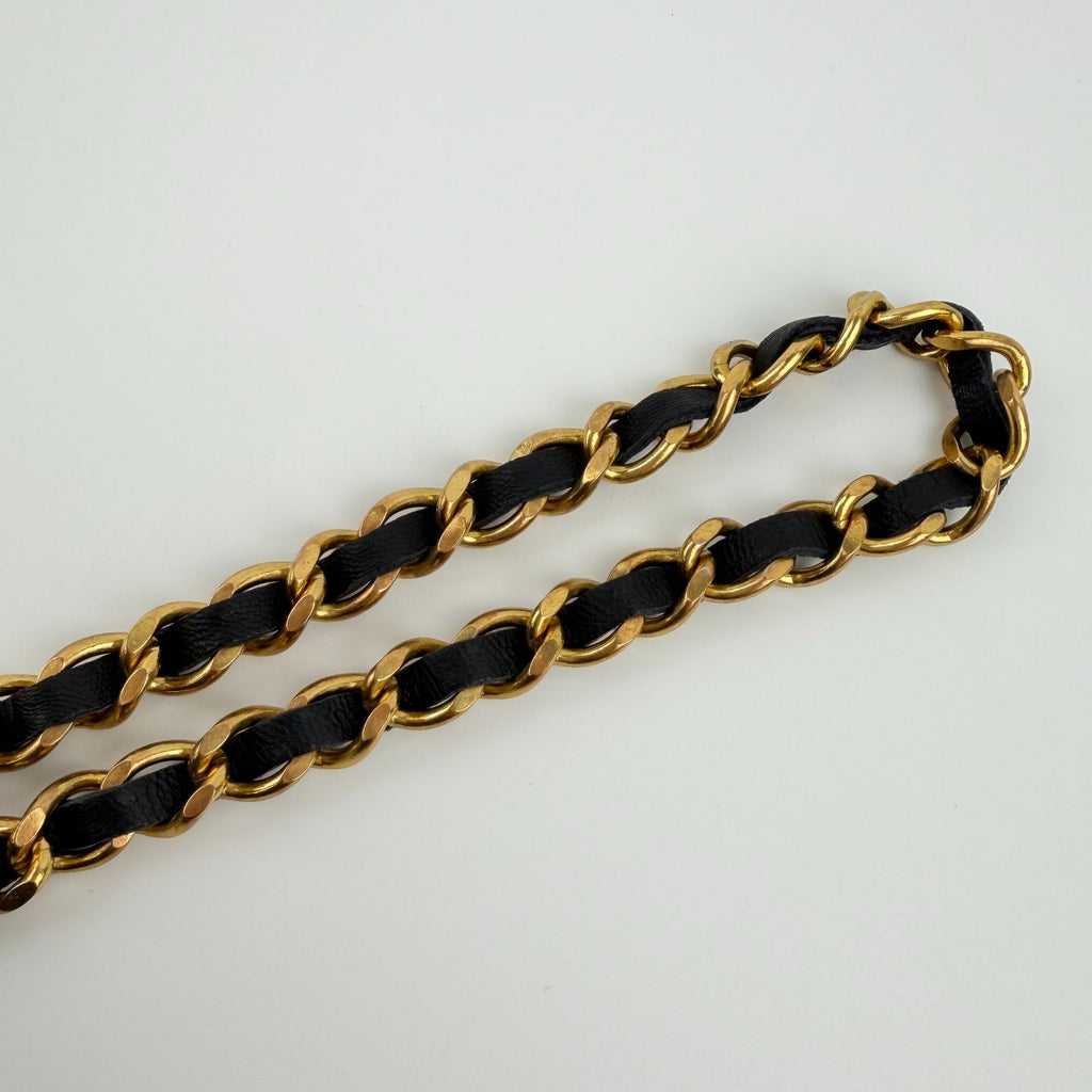 Chanel CC Logo Chain Gold Black Available Vintage Necklace — view 3