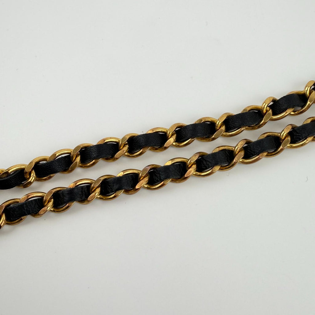 Chanel CC Logo Chain Gold Black Available Vintage Necklace — view 5