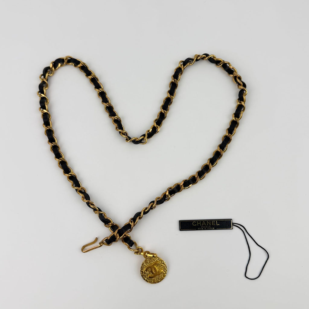 Chanel CC Logo Chain Gold Black Available Vintage Necklace