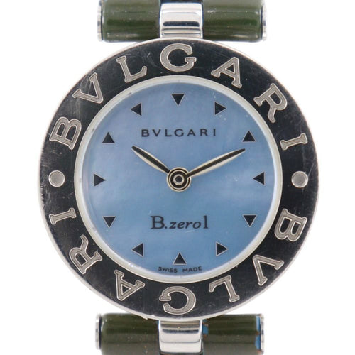 Bvlgari Stainless Steel Quartz Analog Display Blue Shell Dial Watch