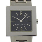 Bvlgari a Dos Rad Stainless Steel Black Quartz Analog Display Dial Watch