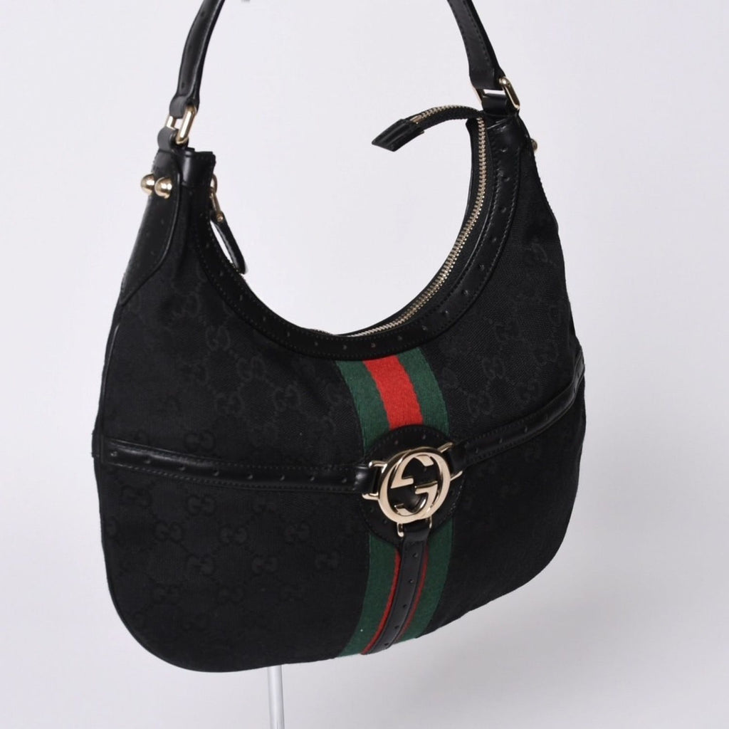 Gucci Shoulder Bag GG Canvas Sherry Line Black — view 3