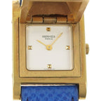 Hermes Medallion Gold Plated Leather Quartz Analog Display White Dial Watch