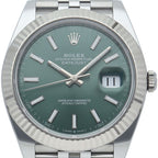Rolex Datejust 41 Watch Jubilee Mint Green Box 18k White Gold SS