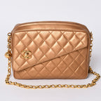 Chanel Chain Shoulder Bag CC Logo Coco Ball Lambskin Quilted Blanc Gold