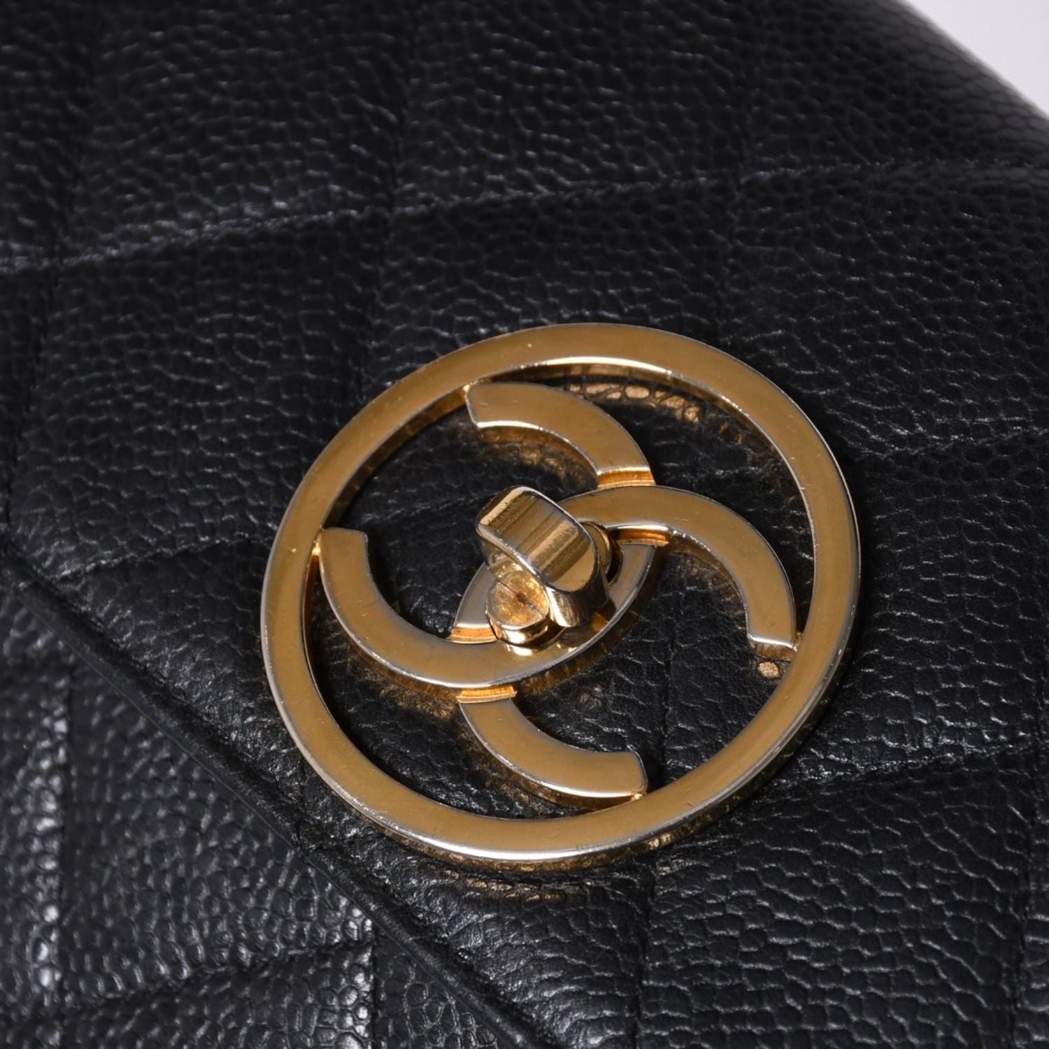 Chanel S Flap S Chain Shoulder Bag CC Logo Caviar Leather Black Gold — view 7