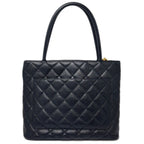 Chanel Medallion Tote Caviar Leather CC Logo Black Gold — view 2
