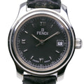 Fendi Orologi Stainless Steel Leather Quartz Analog Display Black Dial Watch
