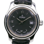 Fendi Orologi Stainless Steel Leather Quartz Analog Display Black Dial Watch