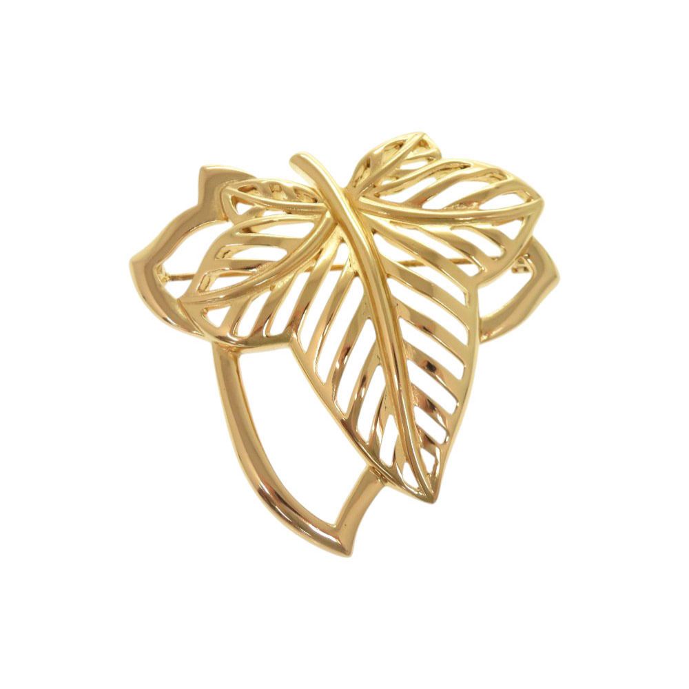 Dior Vintage Leaf Motif Metal Gold Brooch