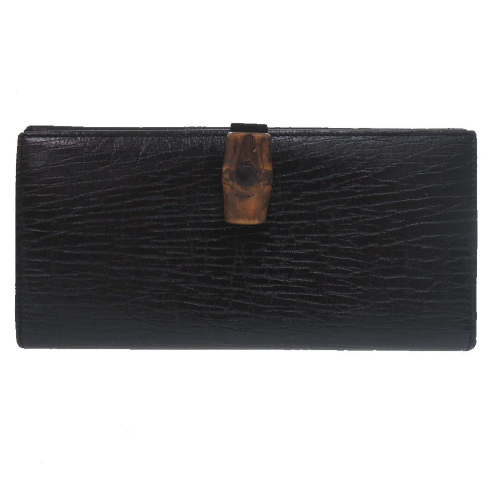 Gucci Bambu Bifold Wallet Leather Black Brown