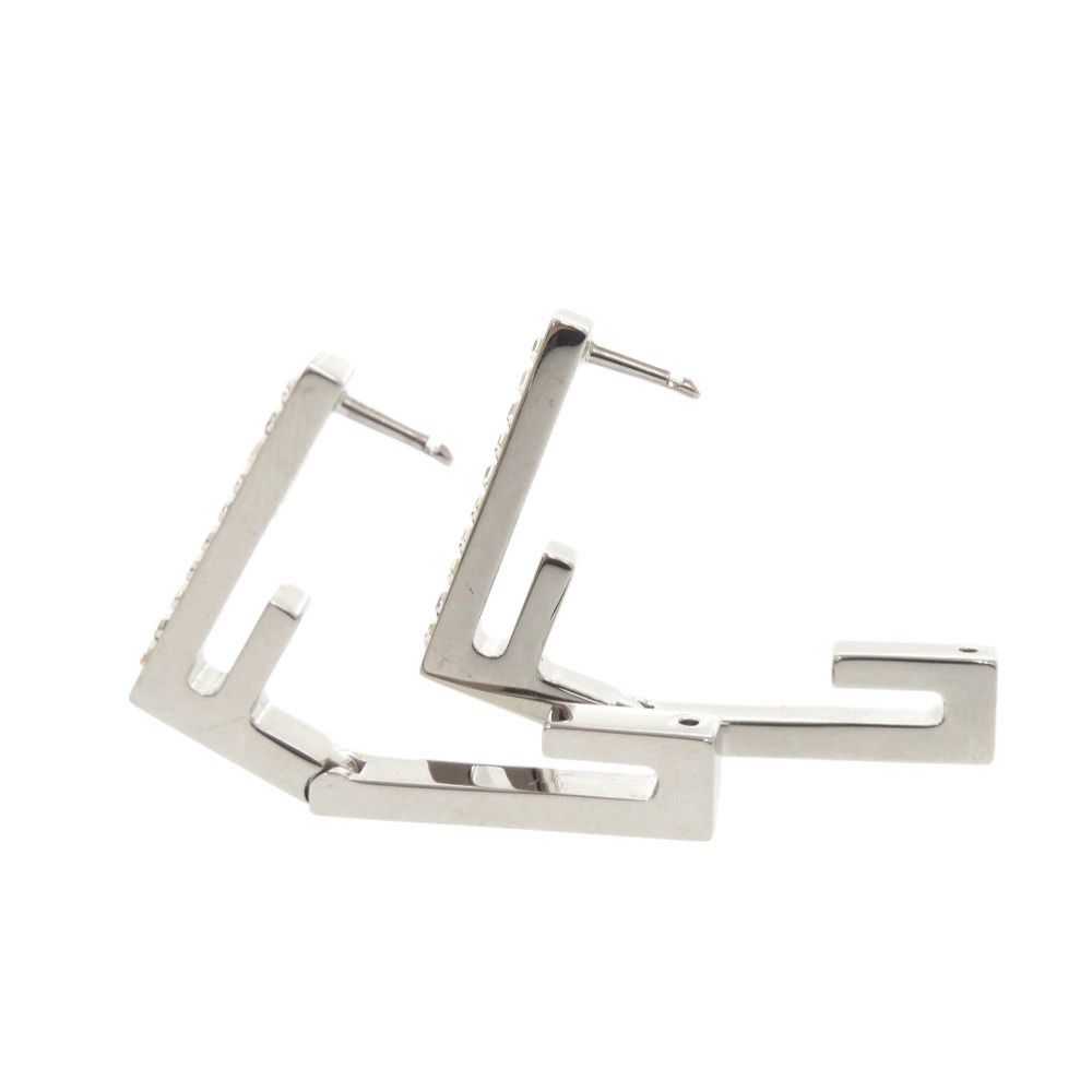 Fendi Baguette Metal Rhinestone Silver Earrings — view 6