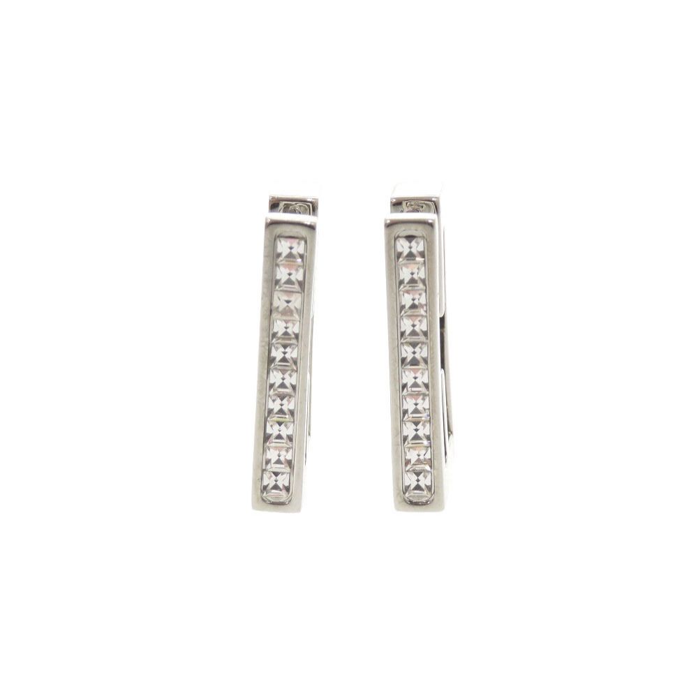 Fendi Baguette Metal Rhinestone Silver Earrings — view 4