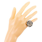 Chanel Border CC Logo Vintage Resin Faux Pearl White Ring