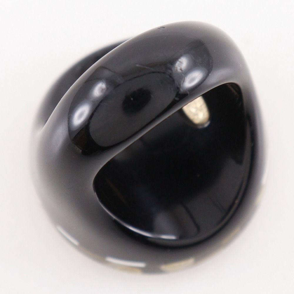 Chanel Border CC Logo Vintage Resin Faux Pearl White Ring